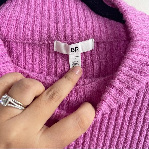 BP purple funnel neck‎ wool blend ribbed sweater size medium - Picture 5 of 7